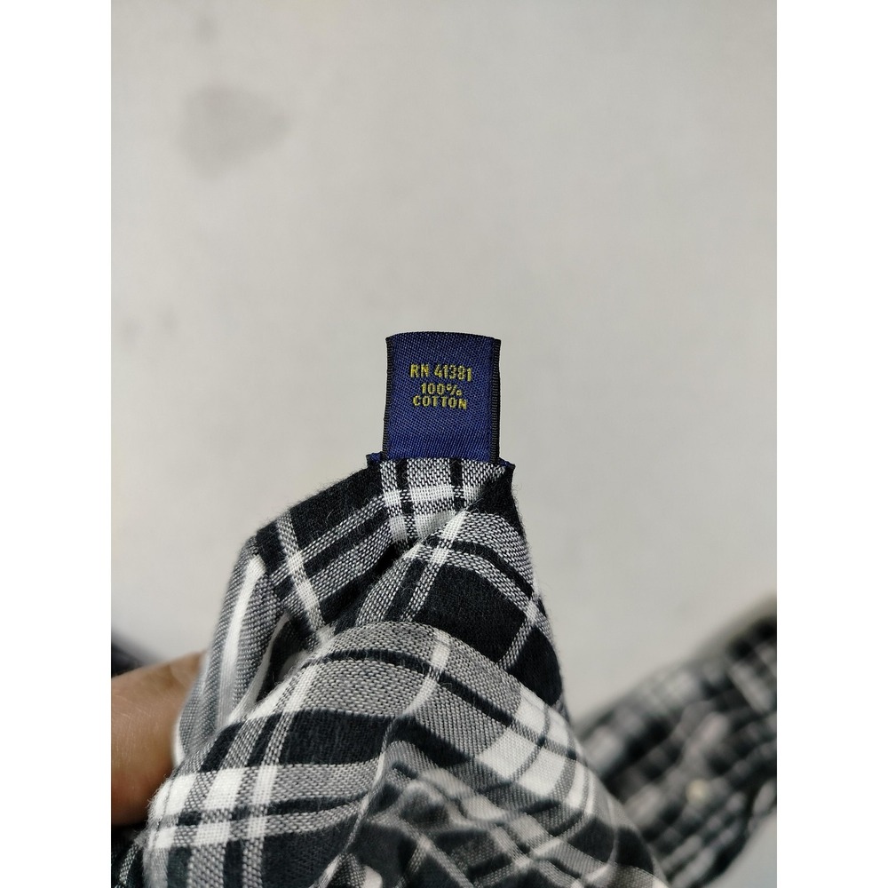 Ralph Lauren Shirt Mens XL Black Gray Plaid Long Sleeve Button Down Preppy - Picture 4 of 10